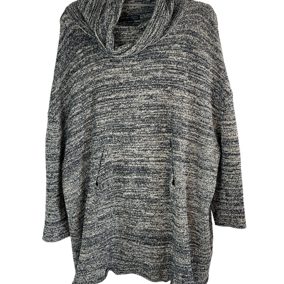 Barefoot Dreams cozy chic funnel neck pullover sweater blue one size - Picture 3 of 6